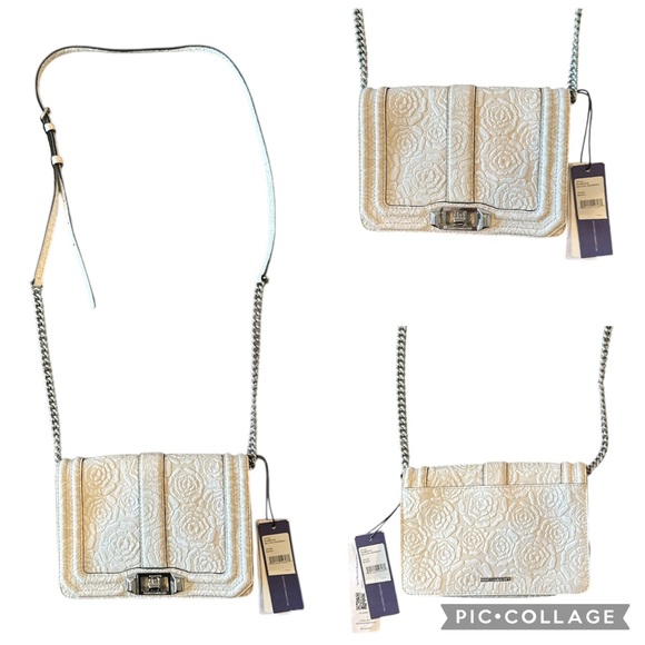 Rebecca Minkoff Love Crossbody White Floral Embossed NWT - Picture 6 of 14